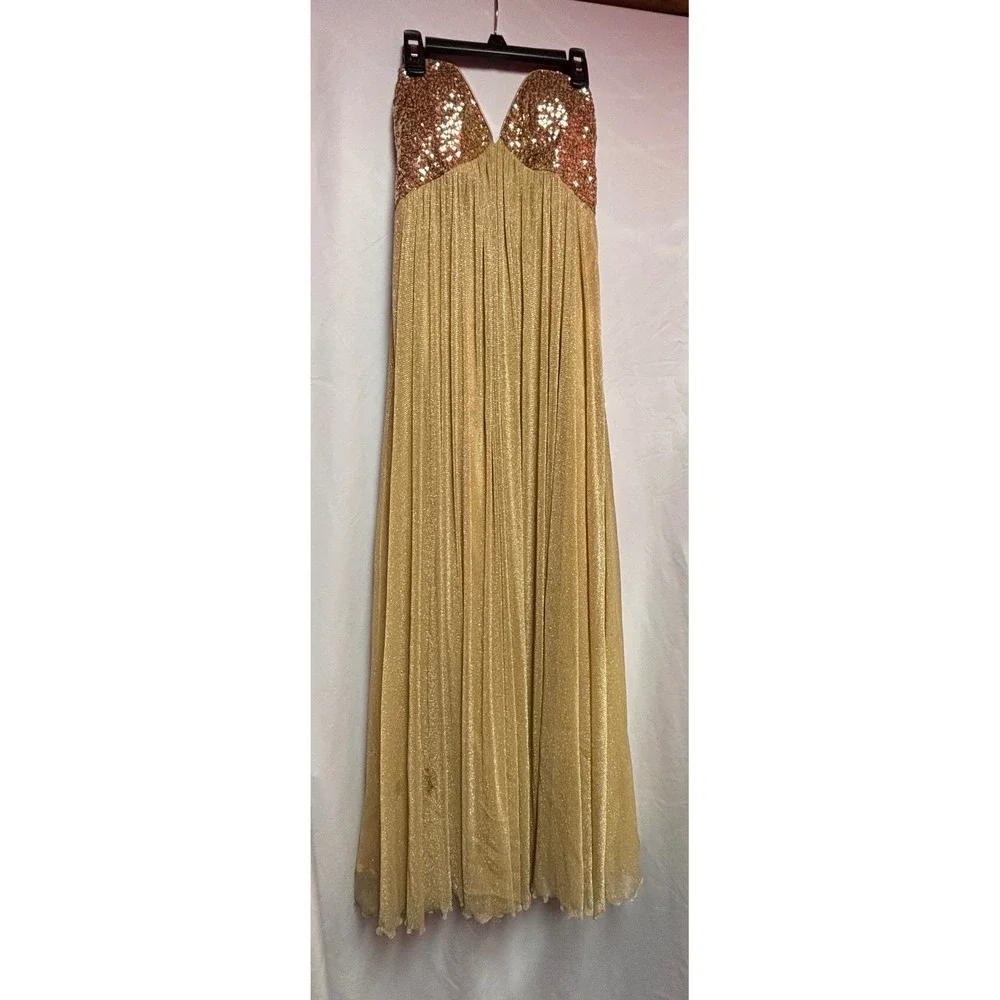 Lafemme Strapless Gold Gown Size 4 - Picture 1 of 6